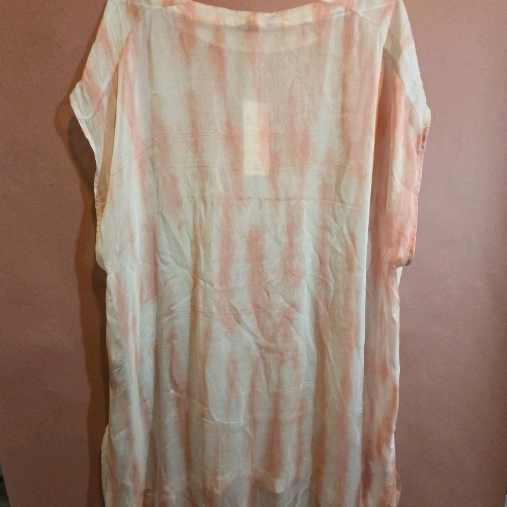 EILEEN FISHER Corral Pink Oversized Short Sleeve Tunic